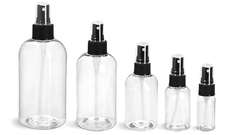Plastic Spray Bottles with Black Fine Mist Sprayers, Clear